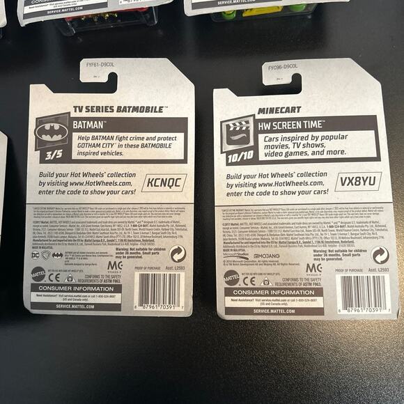 Lot of 8 Hot Wheels Cars New in Package 2017 Minecraft Batman Street Beasts HW - Picture 9 of 12